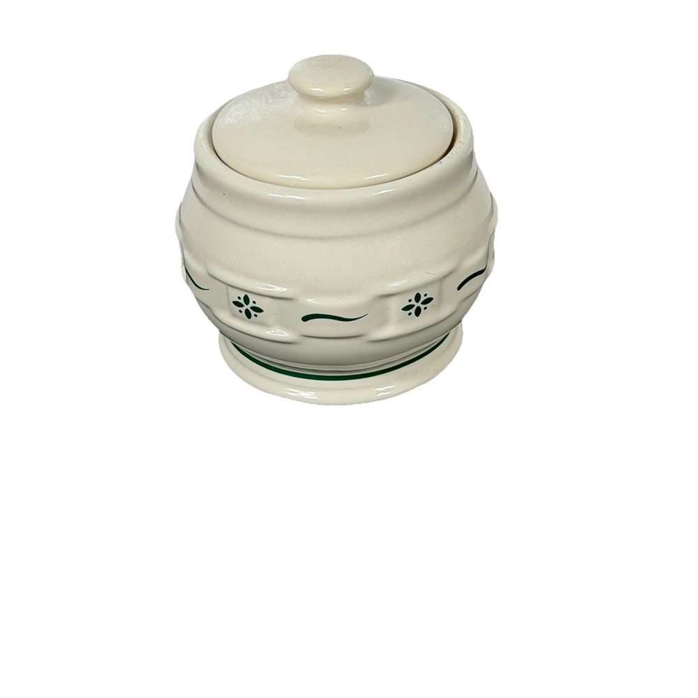 Longaberger woven traditions Heritage green sugar bowl w lid - Picture 2 of 9